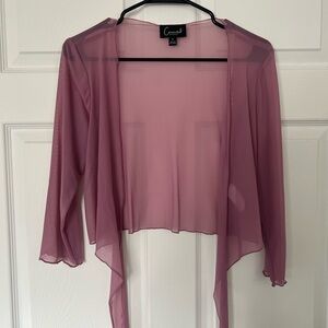 🌸 Vintage Sheer Mauve Wrap Cardigan – Size 4 ✨